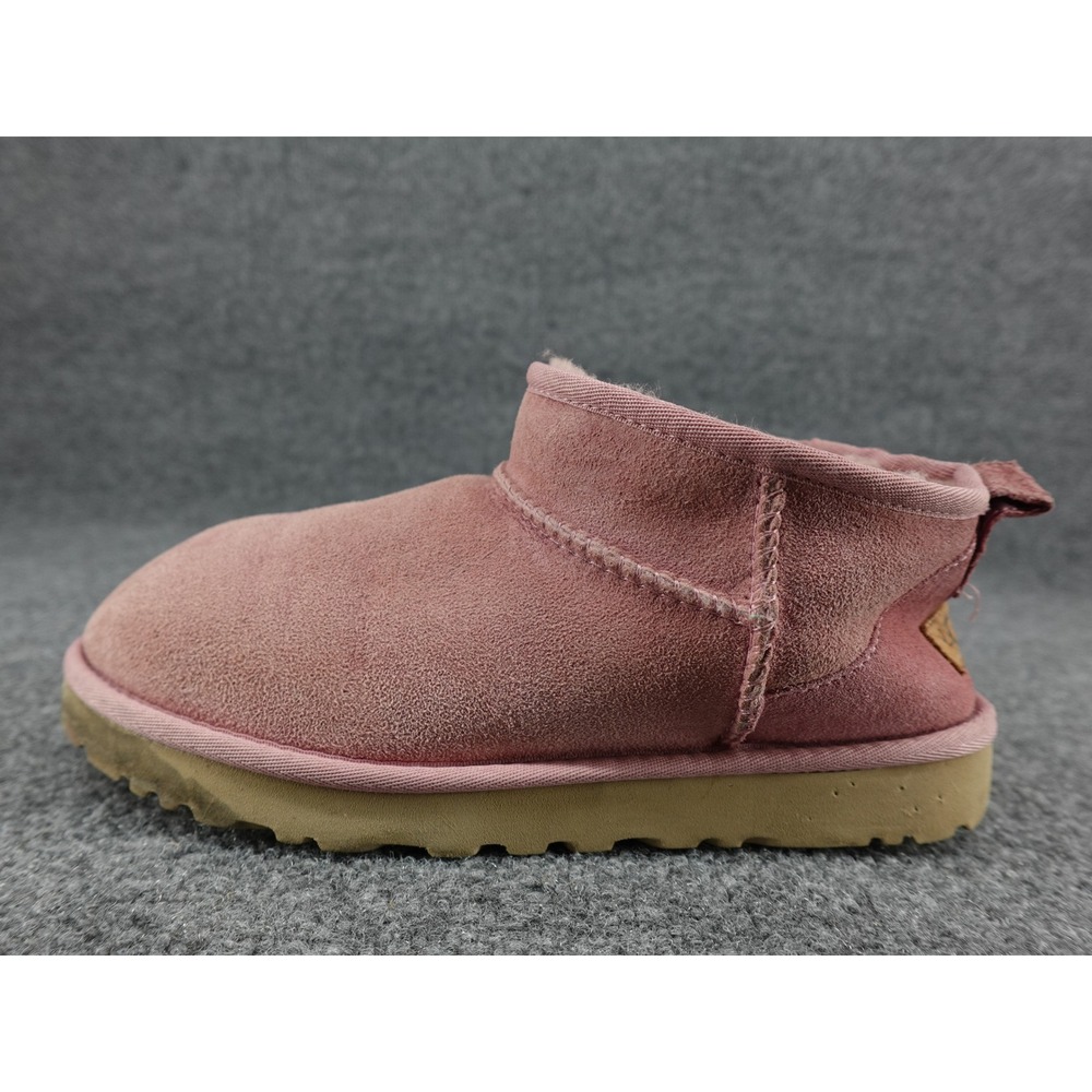 UGG Classic Ultra Mini Boots Womens 9 Pink Suede Shearling 1116109